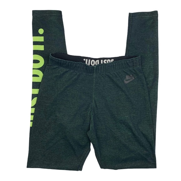 NIKE Dark Green Just Do It Logo Leggings - Picture 2 of 7